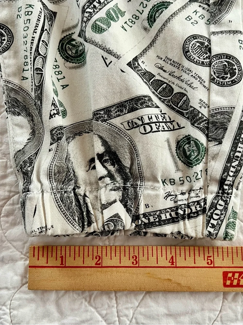 American Bazi Money-Print Joggers - White/Black/Green Streetwear Fun Bold $$$